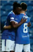  ??  ?? Joe Aribo and Ryan Jack celebrate against St Johnstone