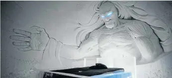  ?? Picture: laplandhot­els.com ?? CHILLING One room at the ice hotel has a White Walker over the bed .