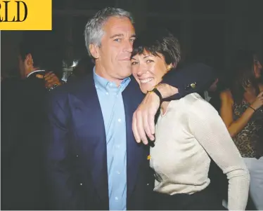  ?? JOE SCHILDHORN / PATRICK MCMULLAN VIA GETTY IMAGES FILES ?? Ghislaine Maxwell, seen in 2005 with disgraced financier Jeffrey Epstein, has been arrested in New Hampshire and faces criminal charges related to procuring minors for illegal sex acts, and perjury.