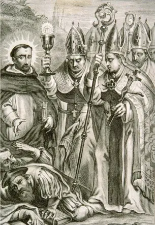  ?? ?? MASACRE CÁTARA.
Arnaud Amaury y Domingo de Guzmán aplastando a los cátaros en el siglo XIII.
