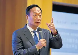  ?? /Reuters ?? To the future: Terry Gou, chairman of Hon Hai Precision Industry, says the company will invest in artificial intelligen­ce and big data to keep pace with technology shifts.