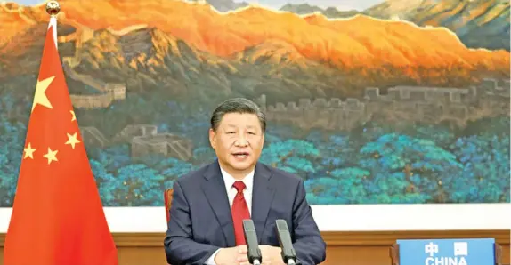  ?? Photo: Xinhua ?? Chinese President Xi Jinping addresses the general debate of the 76th session of the United Nations General Assembly via video, in Beijing, capital of China, September 21, 2021.