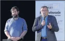  ??  ?? Le député J.F. Portarrieu et Benoit Lanusse, coordinate­ur du projet «Rallumons l’Étoile».