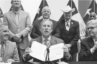  ?? Associated Press file photo ?? An August UT/Texas Tribune poll found that 47 percent of Texans approve of Gov. Greg Abbott’s plan to spend state funds on a barrier along the southern border, while 39 percent oppose it.