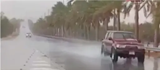  ??  ?? The National Centre of Meteorolog­y and Seismology tweeted a video of ‘moderate’ rains lashing Al Shuwaib area in Al Ain; other areas also saw showers on Saturday.