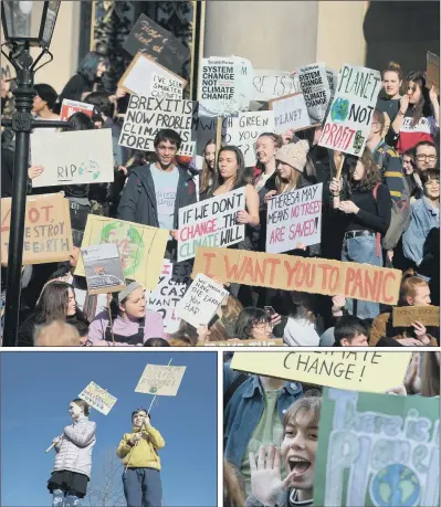  ?? JOHNSON);
(PICTURE: PA WIRE);
(PICTURE SCOTT MERRYLEES.)
(PICTURE TONY ?? YOUTH IN REVOLT: Students and young people take part in the first ever UK-wide ‘Youth Strike 4 Climate,’ protest, at Leeds Town Hall. left, protests in Huddersfie­ld right, the strikers outside Sheffield Town Hall