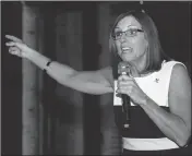  ?? FILE PHOTO BY RANDY HOEFT/YUMA SUN ?? ARIZONA REPUBLICAN CANDIDATE for U.S. Senate Martha McSally speaks during a campaign rally at The Kress Ultra Lounge in Yuma last year. McSally, who lost the election but was later appointed to the post by Arizona Gov. Doug Ducey, has agreed to pay a fine of more than $23,000 to settle campaign finance violations from the 2014 election.