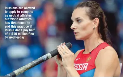  ??  ?? Retired Russian star pole vaulter Yelena Isinbayeva.