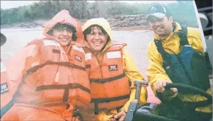  ?? SUBMITTED PHOTO ?? This image of, from left, Liz Wilcox, Cinda Willigar and Morgan MacDonald was printed after a camera was found in on the beach at Dorchester Cape, N.B. The camera had been lost in South Maitland three years ago.