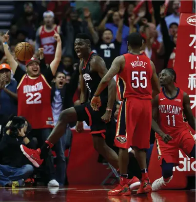  ?? Karen Warren / Houston Chronicle ?? Clint Capela’s ability to finish off lob passes has given Rockets fans plenty to celebrate so far this season.