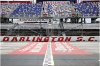  ?? The Associated Press ?? ■ The grandstand­s are empty at Darlington Raceway before a May 17, 2020, NASCAR Cup Series in Darlington, S.C. Darlington Raceway officials are excited about hosting the first of two scheduled NASCAR weekends, something the track hadn’t featured since 2004.