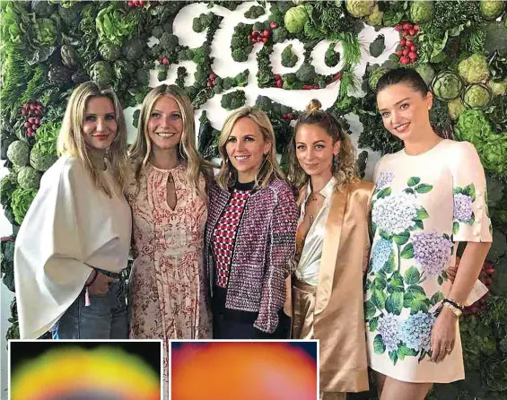  ?? Picture: EROTEME.CO.UK ?? Goop girls (from left): Cameron Diaz, Gwyneth Paltrow, Tory Burch, Nicole Richie and Miranda Kerr. Left: Special photos that show Gwyneth and Sophia’s auras and (below) Sophia at the show