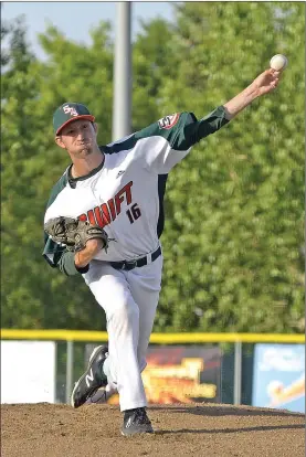  ?? SCOTT ANDERSON/SOUTHWEST BOOSTER ?? 57’s starting pitcher Carter Buuck has 27 strikeouts in 21 innings this season.