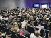  ?? RICARDO B. BRAZZIELL / AMERICAN-STATESMAN ?? A Convention Center crowd waits for former Vice President Joe Biden to outline the Biden cancer initiative at SXSW on Sunday.