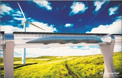  ?? Hyperloop Transporta­tion Tech ?? A cutaway view of the Hyperloop, a high-speed transit system initially proposed by Elon Musk. Passengers ride within capsules that travel inside sealed tubes, reaching 760 mph. The first proposed Hyperloop would link San Francisco and Los Angeles.