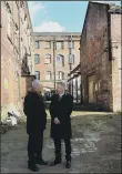  ??  ?? VISION: Developer Paul Kempe on the site at Rutland Mills with former Wakefield Council leader Peter Box.