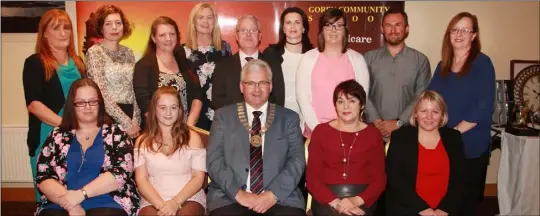  ??  ?? Childcare Level 6 award, front: Patrice Murphy, Hannah Burke, Cathaoirle­ach Cllr. Joe Sullivan, Jennifer Mullen and Caroline May. Back: Lorraine Bodell, Karolina Musial, tutor; Niamh McEvoy, Juanita McGonigle, Noel Murphy, assisstant director adult...