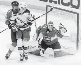  ?? D.A. VARELA dvarela@miamiheral­d.com ?? Goalie Sergei Bobrovsky, here saving a shot against the Rangers on Dec 29, 2023, is the fourth goaltender to represent the Panthers in an All-Star Game.