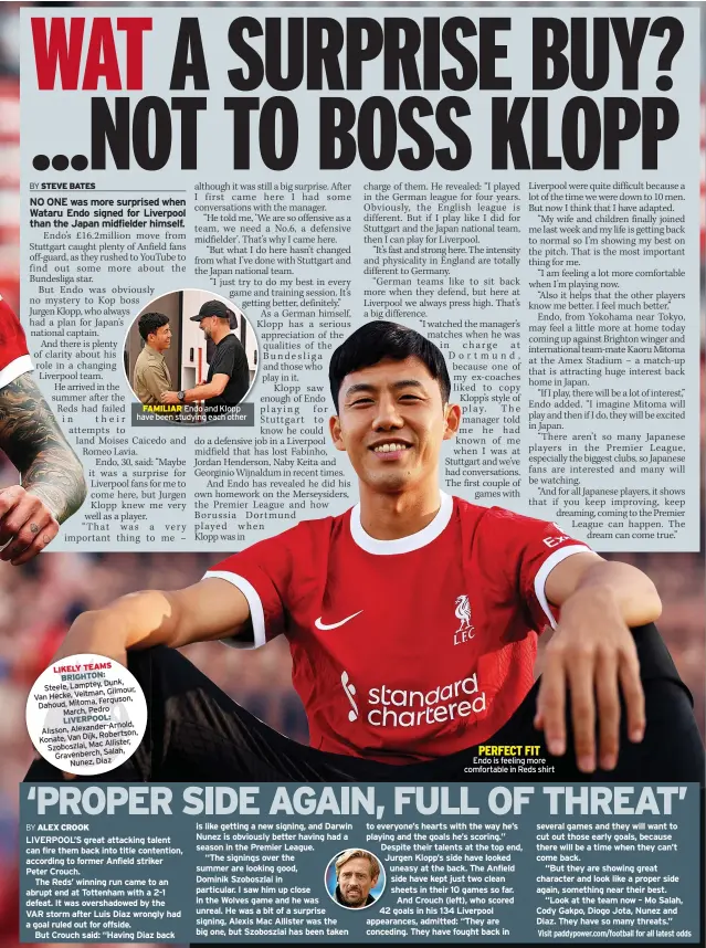  ?? ?? FAMILIAR Endo and Klopp have been studying each other