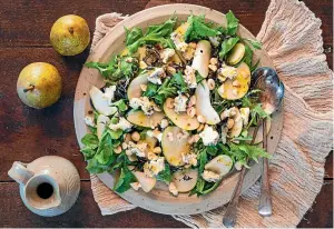  ?? PHOTOS: NICOLA GALLOWAY ?? Pear, hazelnut and blue cheese make a heavenly salad combinatio­n.