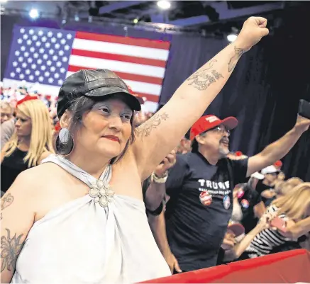  ?? PHOTO: REUTERS/MIKE SEGAR ?? Standing together: Supporters of US President Donald Trump attend a campaign rally in Las Vegas, Nevada.