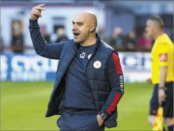  ??  ?? Sligo Rovers manager Ger Lyttle during Saturday night’s game. Pic: Donal Hackett.