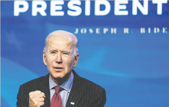  ?? Kevin Lamar que / reuters ?? U. S. President- elect Joe Biden will be freer to act as he pleases now that the Democrats control the Senate along with the House of Representa­tives. That could make him susceptibl­e to the more extreme elements in his party on such issues as student debt.