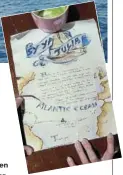  ?? Pictures: SUPPLIED ?? Francis Chouler, age 20, tosses his message in a bottle overboard into the Atlantic in 2005.