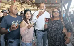  ??  ?? STARTERS: Siva Moodley, from left, Kri Naiker, Nerushan Moodley and Zushie Moodley each have their first sample of craft drinks for the day and were eager to try more during the rest of the event.