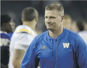  ?? KEVIN KING ?? Winnipeg Blue Bombers head coach Mike O’Shea is under fire with his team off to a 1-4 start heading into Thursday’s contest against the Eskimos. As a head coach, he is 0-5 against the Esks.