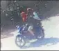  ??  ?? A CCTV grab of the kidnappers fleeing with the kids on motorbike.