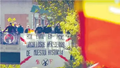  ??  ?? Acción en la calle Un acto reciente de Bastión Frontal en Madrid.