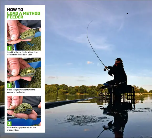  ??  ?? ABOVE: Nick only recasts three times every hour because too much disturbanc­e can spook fish
TOP RIGHT: You might have to wait a while for the tip to move but, when it does, something special could be on the end
MIDDLE RIGHT: Yellow hookbaits work well at Clumber
BOTTOM RIGHT: 3kg of pellets and groundbait are used to prebait