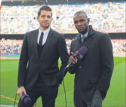  ?? FOTO: PEP MORATA ?? Eric Abidal, en su época como comentaris­ta de bein Sports Allí trabó buena amistad con Nasser Al-khelaïfi, presidente del PSG