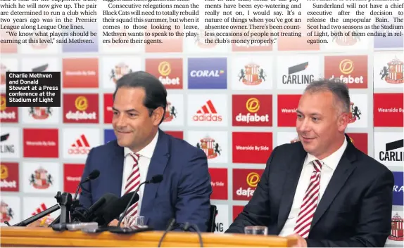  ??  ?? Charlie Methven and Donald Stewart at a Press conference at the Stadium of Light