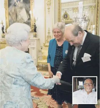  ?? ?? John Stainer with wife Pam from Horsham, meeting The Queen in 2017. Inset, Ian Pinington.