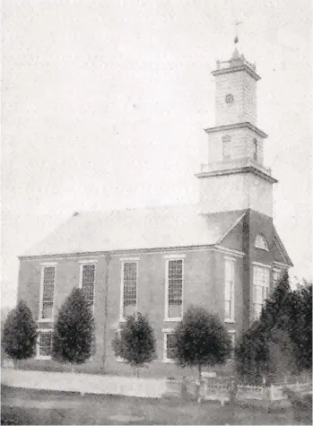  ?? PHOTOS COURTESY OF EGYPT COMMUNITY CHURCH ?? This 1866 photo shows what is now Egypt Community Church with its original steeple. The congregati­on dates to 1734 and is celebratin­g its 285th anniversar­y with weekend events.