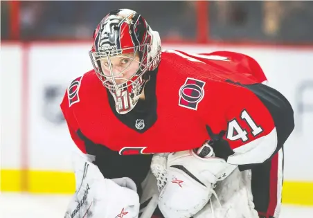  ?? WAYNE CUDDINGTON ?? Craig Anderson is intrigued by the possibilit­y of playing in an empty rink just to be able to get the season restarted: “We didn’t play in front of fans when we were growing up and we were still going out there. Sometimes that gets lost when you play at the pro level.”