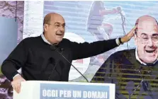  ?? Ansa ?? Ecumenico Nicola Zingaretti durante il suo intervento di ieri