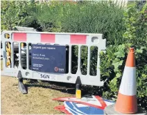  ??  ?? Barriers Hillhouse Road is affected by maintainan­ce works