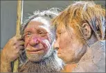  ?? ASSOCIATED PRESS ?? Reconstruc­tions of a Neandertha­l man, (left) and woman at the Neandertha­l museum in Mettmann, Germany.