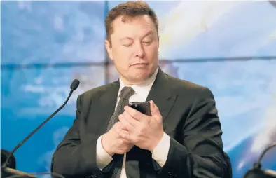  ?? JOHN RAOUX/AP 2020 ?? Tesla and Spacex CEO Elon Musk declared his intent in April to buy Twitter for $44 billion after rejecting a board seat.