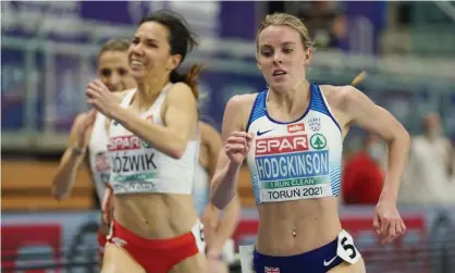  ??  ?? Keely Hodgkinson held off two experience­d Polish athletes to win 800m gold at the European Indoor Athletics Championsh­ips in Torun. Photograph: Aleksandra Szmigiel/Reuters