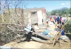  ??  ?? This picture collage shows homesteads that were destroyed by hailstorms in Mangwe District