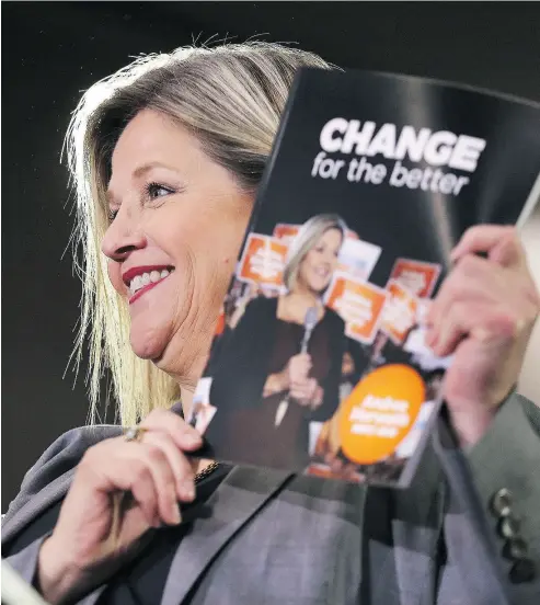  ?? DAVE ABEL / POSTMEDIA NEWS ?? Ontario NDP Leader Andrea Horwath unveils her party’s platform in Toronto on Monday.