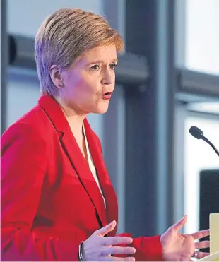  ?? Picture: Dougie Nicolson. ?? First Minister Nicola Sturgeon speaking at the Quay, Dundee, yesterday.
