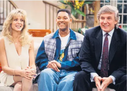  ??  ?? TV STAR: Donald Trump with his then-wife Marla and Will Smith in The Fresh Prince Of Bel-Air in 1994