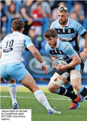  ?? PICTURE: Huw Evans Agency ?? James Ratti on the ball for Cardiff last night