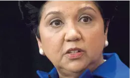  ?? SEAN KILPATRICK/THE CANADIAN PRESS VIA AP FILE PHOTO ?? PepsiCo CEO Indra Nooyi is stepping down and she’ll be succeeded by PepsiCo executive Ramon Laguarta.