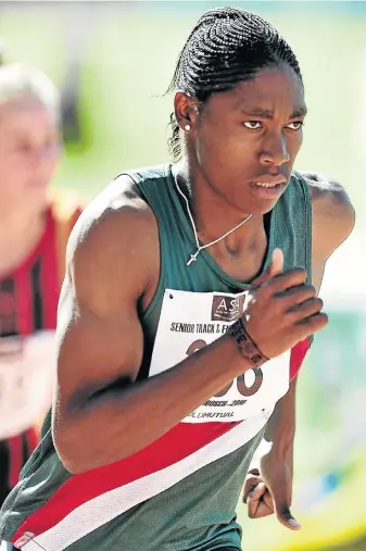  ?? Picture: GETTY IMAGES ?? INSPIRATIO­NAL: 800m world champion Caster Semenya achieved an incredible treble yesterday